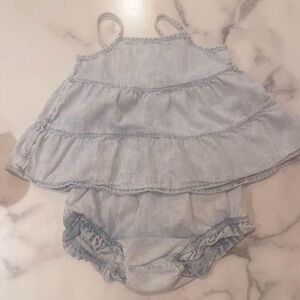 GAP soft blue jean matching set for baby girl